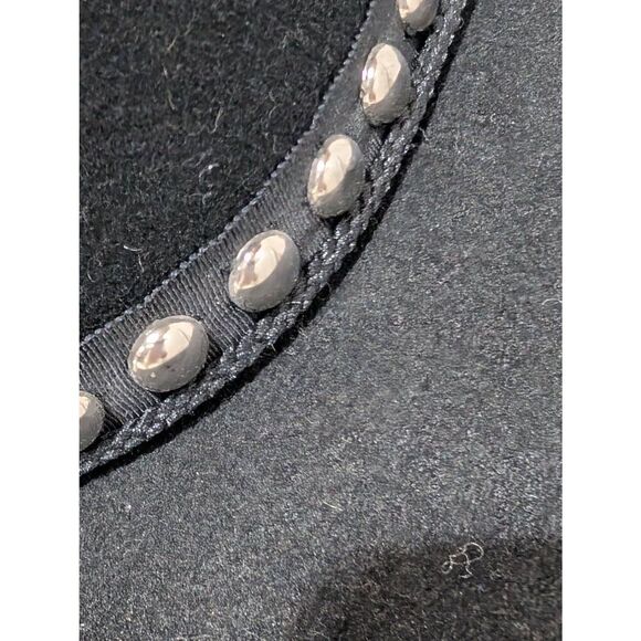 Top This Inc Men's Black 100% Wool Drawstring Broad Brim Silver Studded Hat - Picture 4 of 6